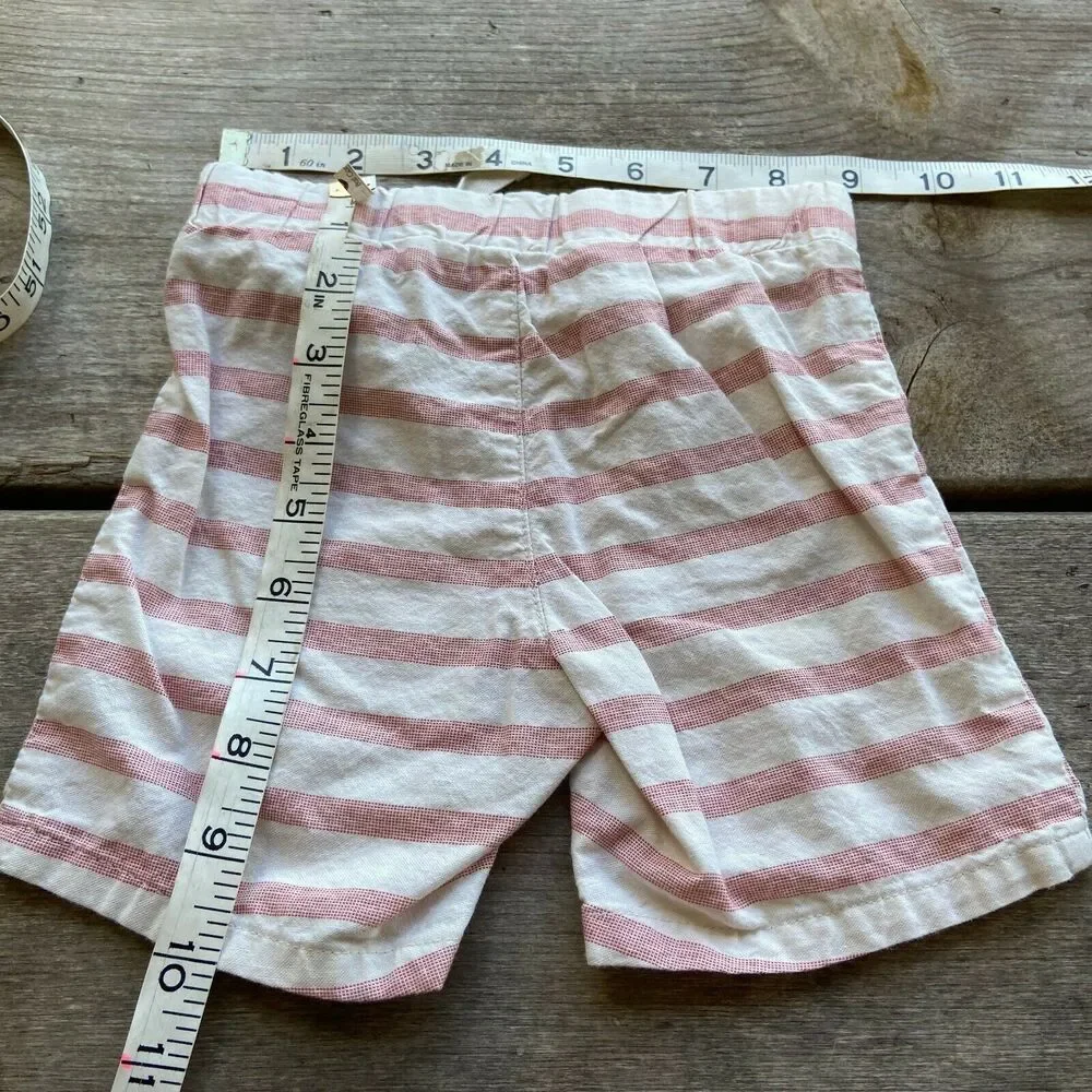 Old‎ Navy Boys Shorts Size 12-18 Months Red Cream Striped Summer Vacation Beach